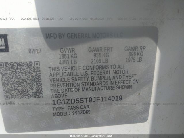 Photo 8 VIN: 1G1ZD5ST9JF114019 - CHEVROLET MALIBU 