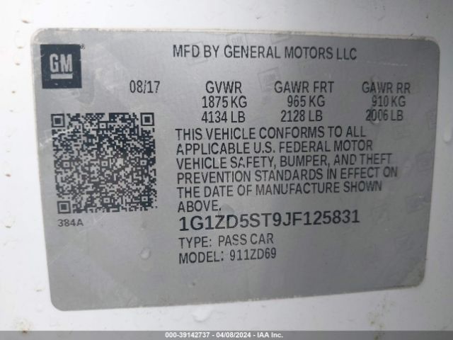 Photo 8 VIN: 1G1ZD5ST9JF125831 - CHEVROLET MALIBU 