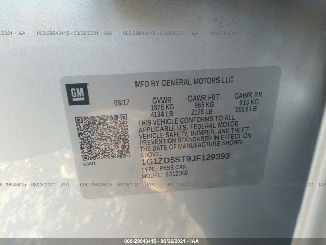 Photo 8 VIN: 1G1ZD5ST9JF129393 - CHEVROLET MALIBU 