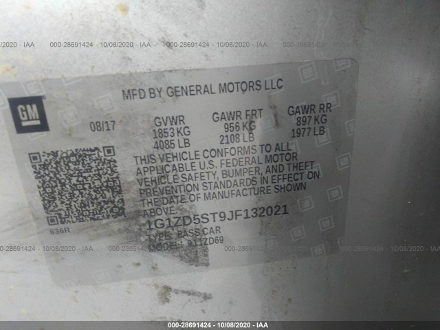 Photo 8 VIN: 1G1ZD5ST9JF132021 - CHEVROLET MALIBU 