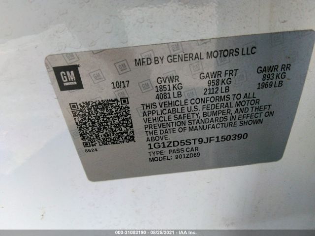 Photo 8 VIN: 1G1ZD5ST9JF150390 - CHEVROLET MALIBU 