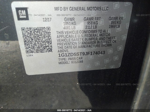 Photo 8 VIN: 1G1ZD5ST9JF174043 - CHEVROLET MALIBU 