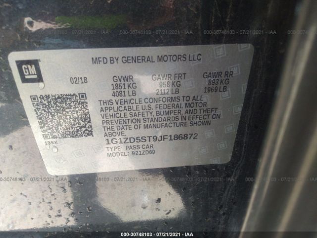 Photo 8 VIN: 1G1ZD5ST9JF186872 - CHEVROLET MALIBU 