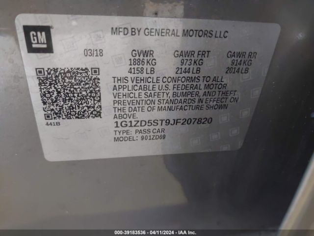 Photo 8 VIN: 1G1ZD5ST9JF207820 - CHEVROLET MALIBU 