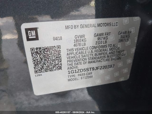 Photo 8 VIN: 1G1ZD5ST9JF220387 - CHEVROLET MALIBU 