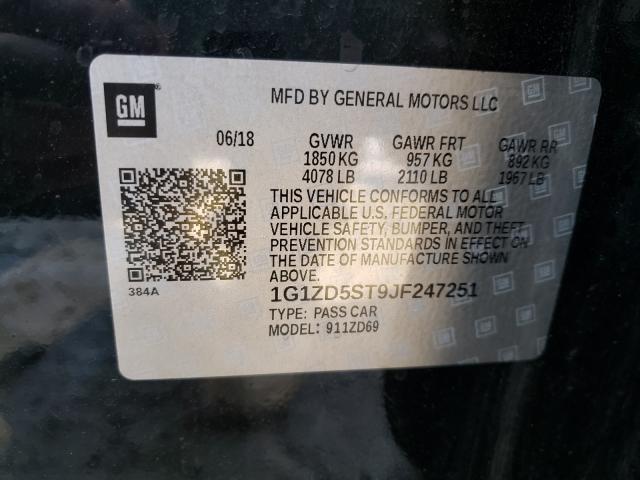 Photo 9 VIN: 1G1ZD5ST9JF247251 - CHEVROLET MALIBU LT 