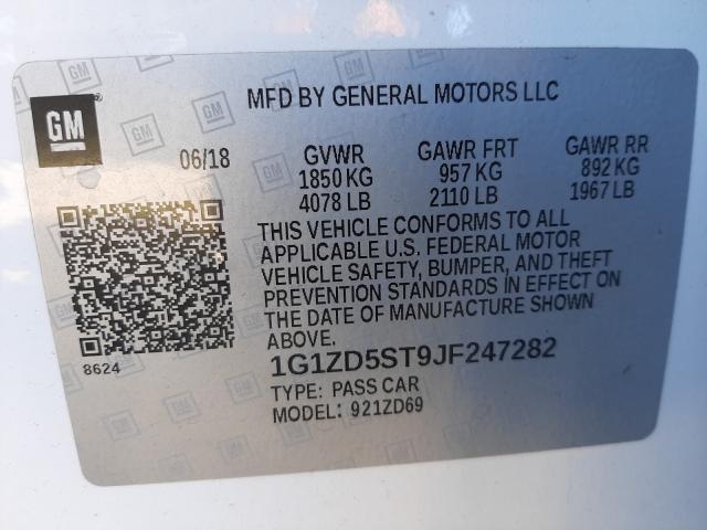 Photo 9 VIN: 1G1ZD5ST9JF247282 - CHEVROLET MALIBU LT 