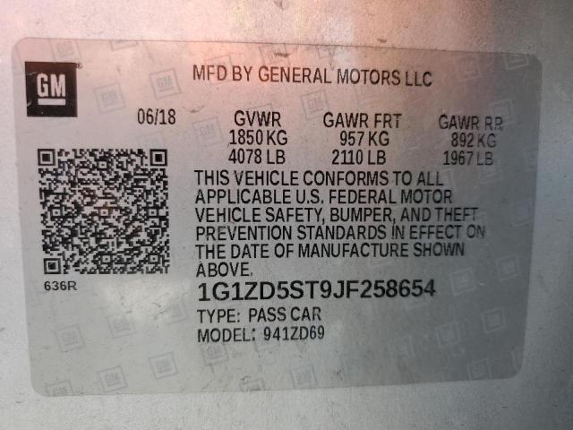 Photo 11 VIN: 1G1ZD5ST9JF258654 - CHEVROLET MALIBU LT 