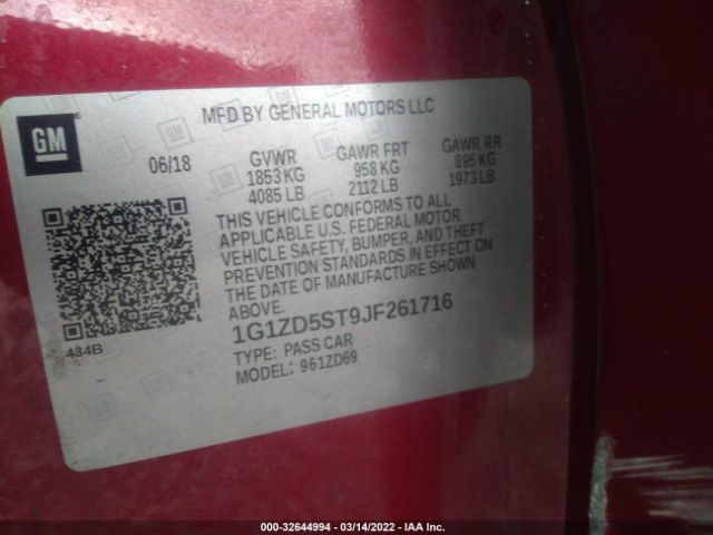 Photo 8 VIN: 1G1ZD5ST9JF261716 - CHEVROLET MALIBU 