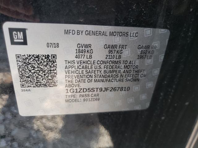 Photo 9 VIN: 1G1ZD5ST9JF267810 - CHEVROLET MALIBU LT 