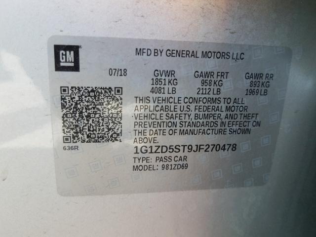 Photo 9 VIN: 1G1ZD5ST9JF270478 - CHEVROLET MALIBU LT 