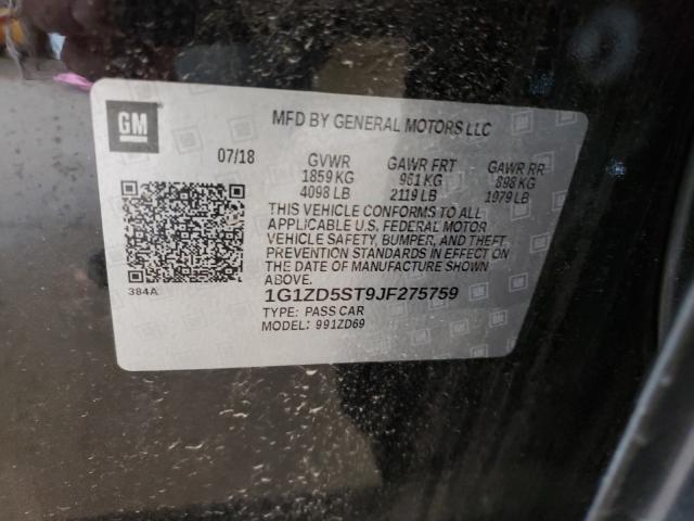 Photo 9 VIN: 1G1ZD5ST9JF275759 - CHEVROLET MALIBU 