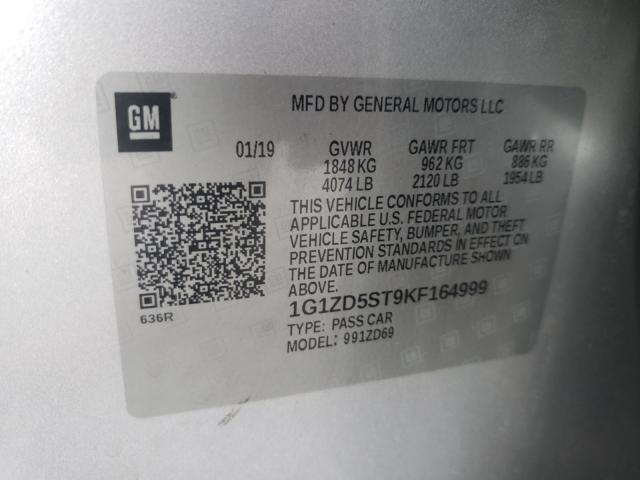 Photo 9 VIN: 1G1ZD5ST9KF164999 - CHEVROLET MALIBU LT 