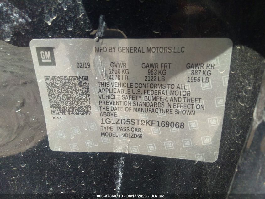 Photo 8 VIN: 1G1ZD5ST9KF169068 - CHEVROLET MALIBU 