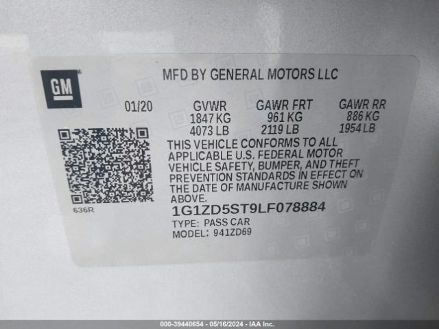 Photo 8 VIN: 1G1ZD5ST9LF078884 - CHEVROLET MALIBU 