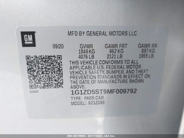 Photo 8 VIN: 1G1ZD5ST9MF009792 - CHEVROLET MALIBU 