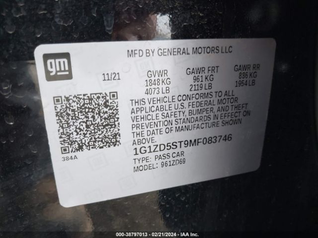 Photo 8 VIN: 1G1ZD5ST9MF083746 - CHEVROLET MALIBU 