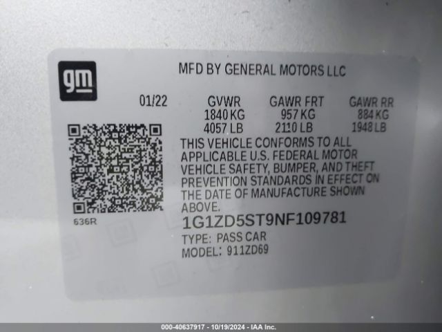 Photo 8 VIN: 1G1ZD5ST9NF109781 - CHEVROLET MALIBU 