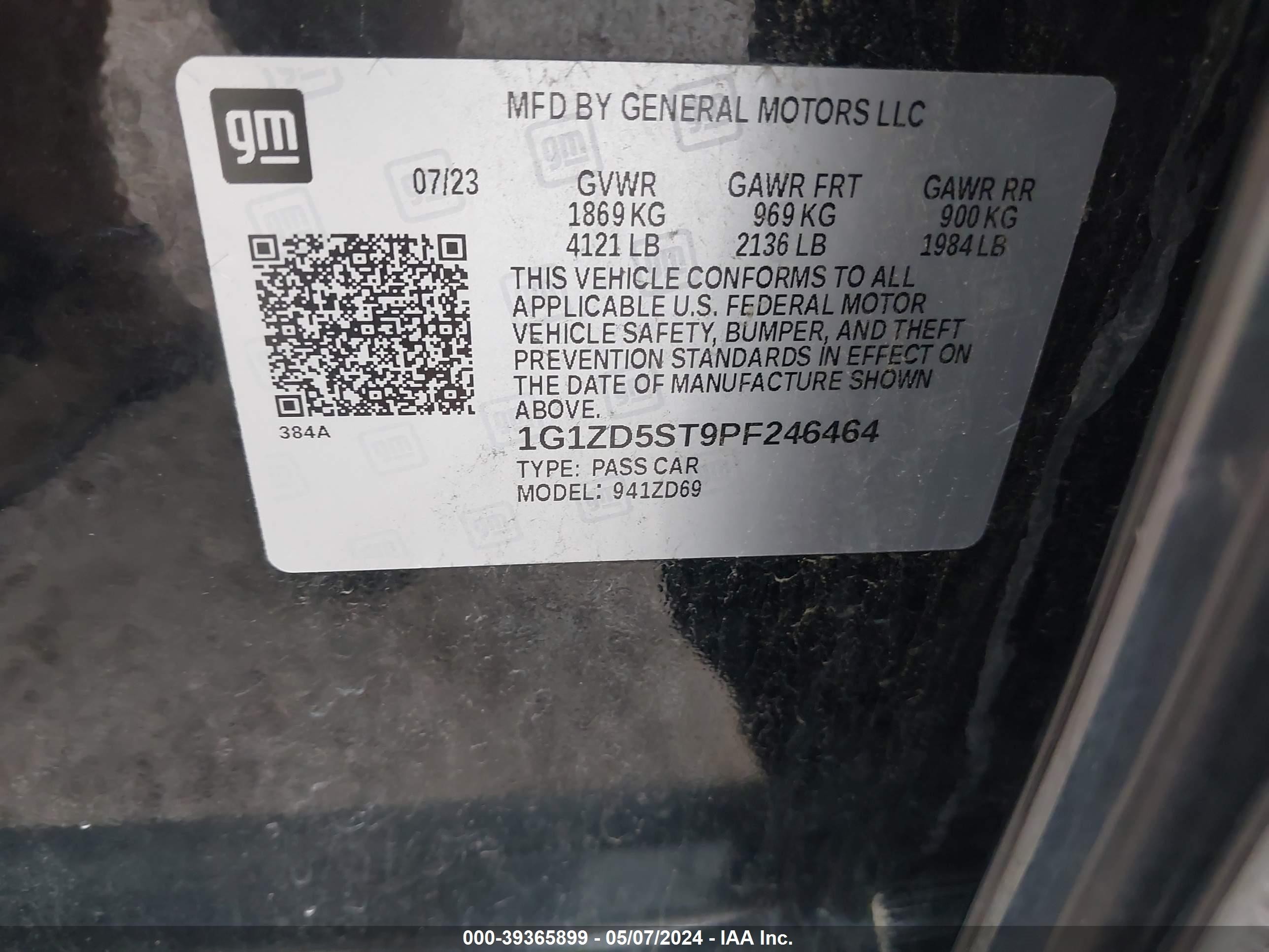 Photo 8 VIN: 1G1ZD5ST9PF246464 - CHEVROLET MALIBU 