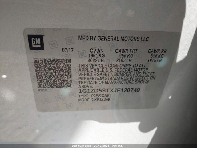 Photo 8 VIN: 1G1ZD5STXJF120749 - CHEVROLET MALIBU 