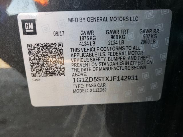 Photo 9 VIN: 1G1ZD5STXJF142931 - CHEVROLET MALIBU LT 