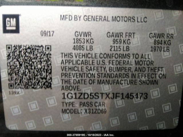 Photo 8 VIN: 1G1ZD5STXJF145473 - CHEVROLET MALIBU 