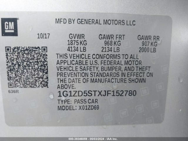 Photo 8 VIN: 1G1ZD5STXJF152780 - CHEVROLET MALIBU 