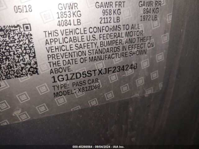 Photo 8 VIN: 1G1ZD5STXJF234248 - CHEVROLET MALIBU 