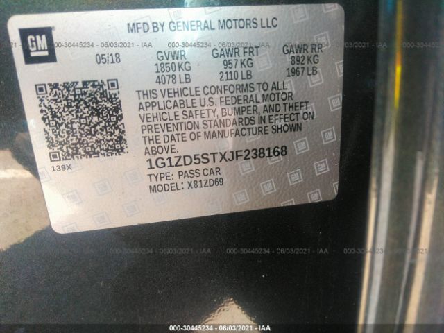 Photo 8 VIN: 1G1ZD5STXJF238168 - CHEVROLET MALIBU 