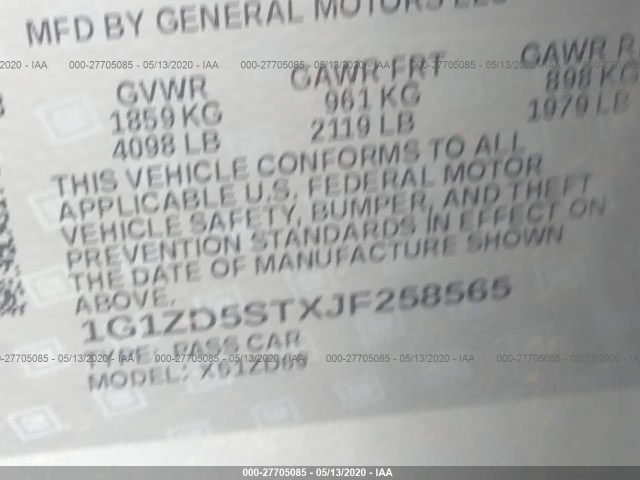 Photo 8 VIN: 1G1ZD5STXJF258565 - CHEVROLET MALIBU 