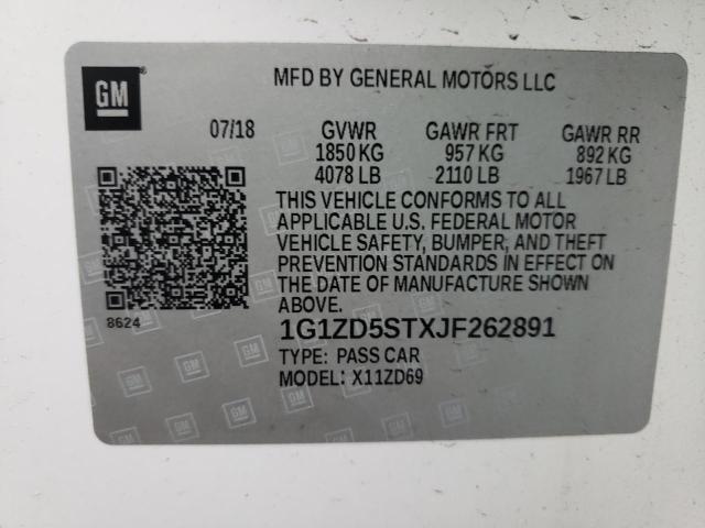 Photo 9 VIN: 1G1ZD5STXJF262891 - CHEVROLET MALIBU LT 