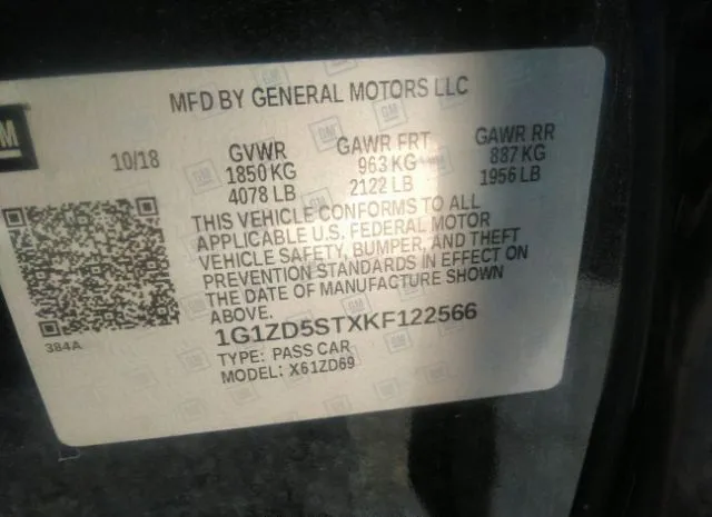 Photo 8 VIN: 1G1ZD5STXKF122566 - CHEVROLET MALIBU 