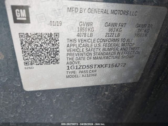 Photo 8 VIN: 1G1ZD5STXKF154272 - CHEVROLET MALIBU 