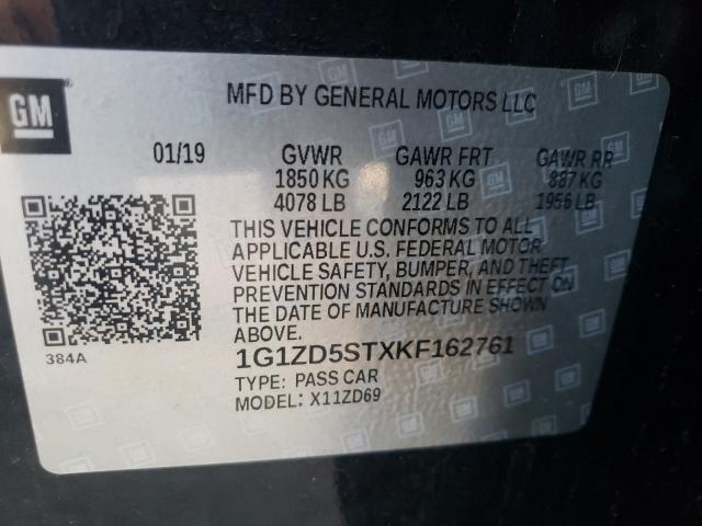 Photo 9 VIN: 1G1ZD5STXKF162761 - CHEVROLET MALIBU LT 