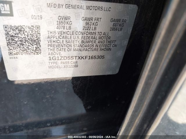 Photo 8 VIN: 1G1ZD5STXKF165305 - CHEVROLET MALIBU 