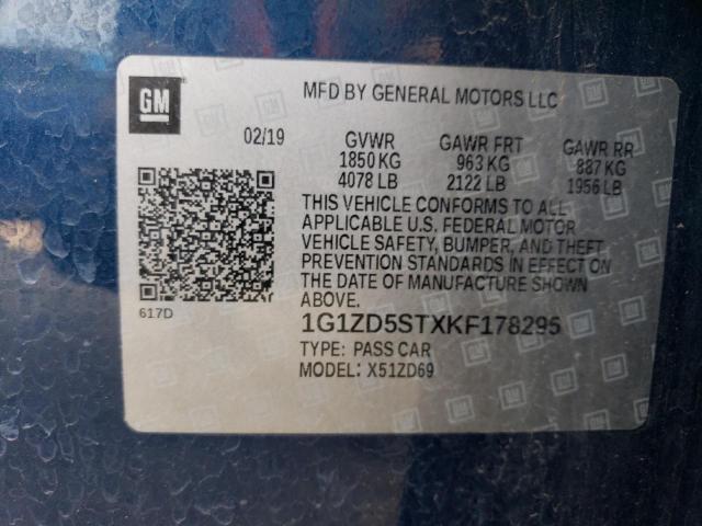 Photo 11 VIN: 1G1ZD5STXKF178295 - CHEVROLET MALIBU LT 