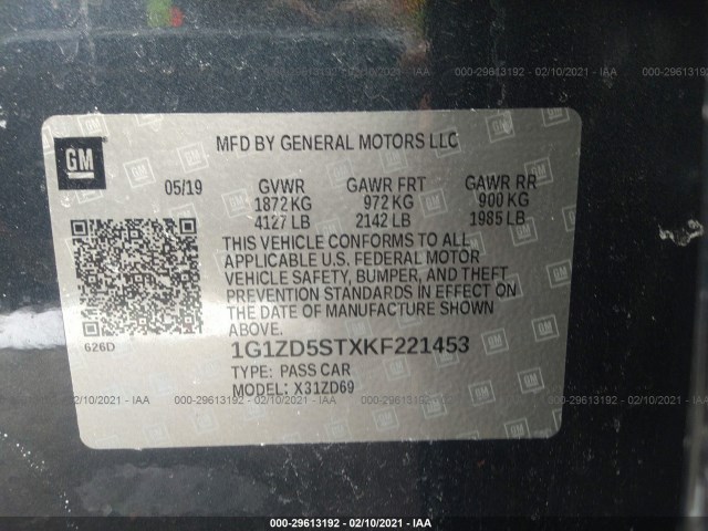 Photo 8 VIN: 1G1ZD5STXKF221453 - CHEVROLET MALIBU 