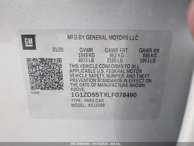 Photo 8 VIN: 1G1ZD5STXLF078490 - CHEVROLET MALIBU 