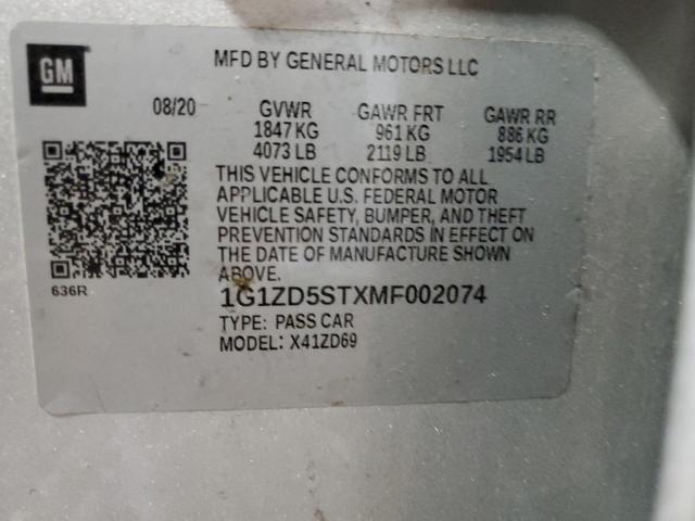 Photo 12 VIN: 1G1ZD5STXMF002074 - CHEVROLET MALIBU LT 