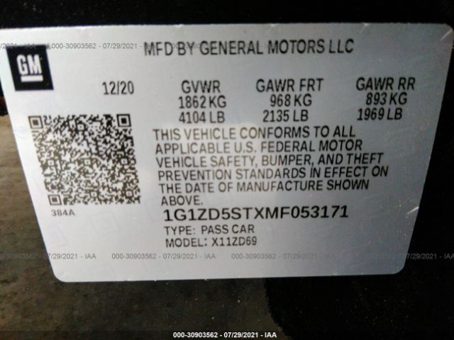 Photo 8 VIN: 1G1ZD5STXMF053171 - CHEVROLET MALIBU 