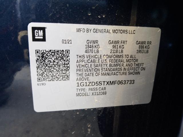 Photo 9 VIN: 1G1ZD5STXMF063733 - CHEVROLET MALIBU LT 