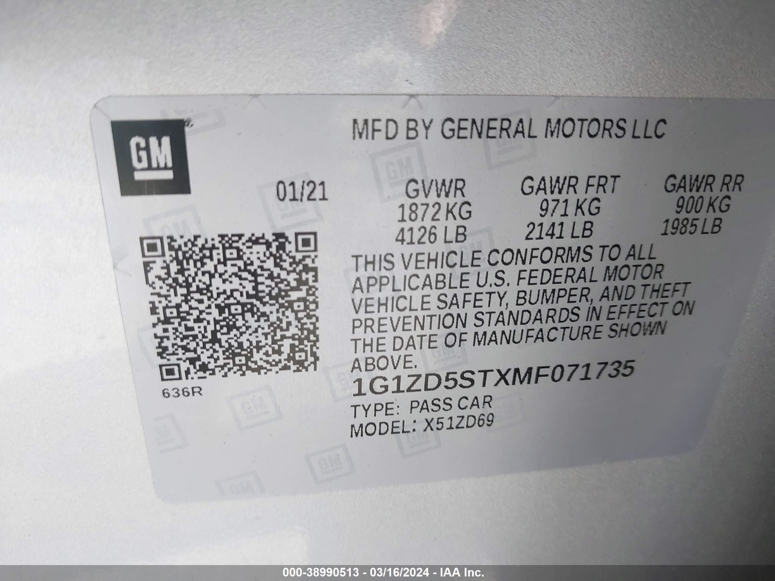 Photo 8 VIN: 1G1ZD5STXMF071735 - CHEVROLET MALIBU 