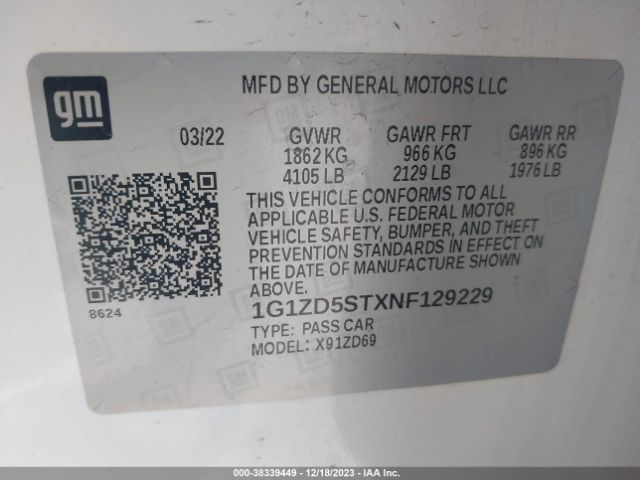 Photo 8 VIN: 1G1ZD5STXNF129229 - CHEVROLET MALIBU 