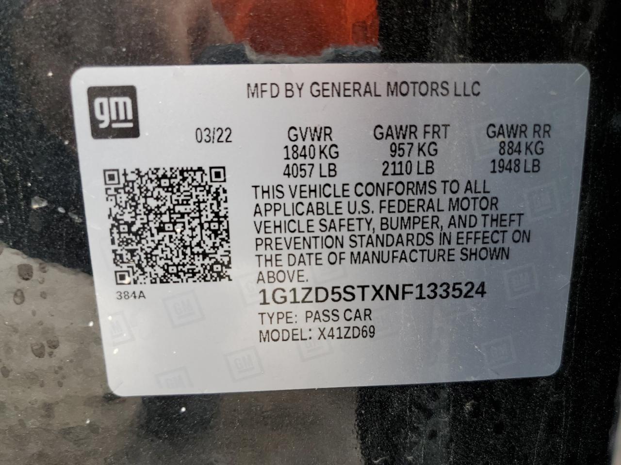 Photo 11 VIN: 1G1ZD5STXNF133524 - CHEVROLET MALIBU 