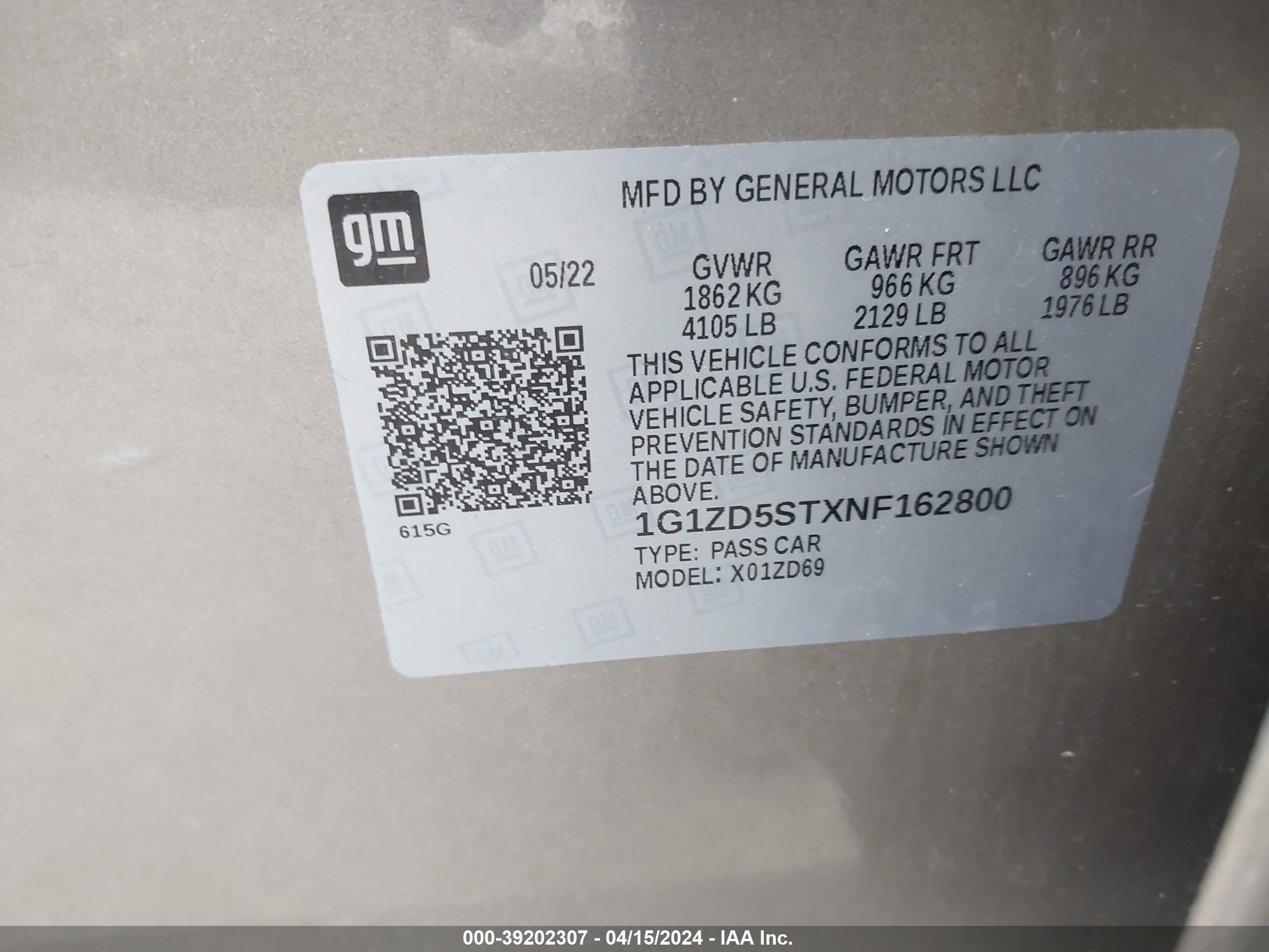 Photo 8 VIN: 1G1ZD5STXNF162800 - CHEVROLET MALIBU 