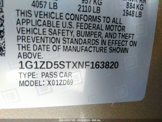 Photo 8 VIN: 1G1ZD5STXNF163820 - CHEVROLET MALIBU 