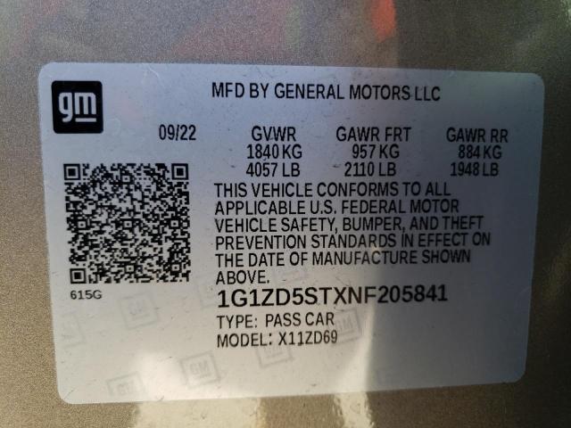 Photo 11 VIN: 1G1ZD5STXNF205841 - CHEVROLET MALIBU 