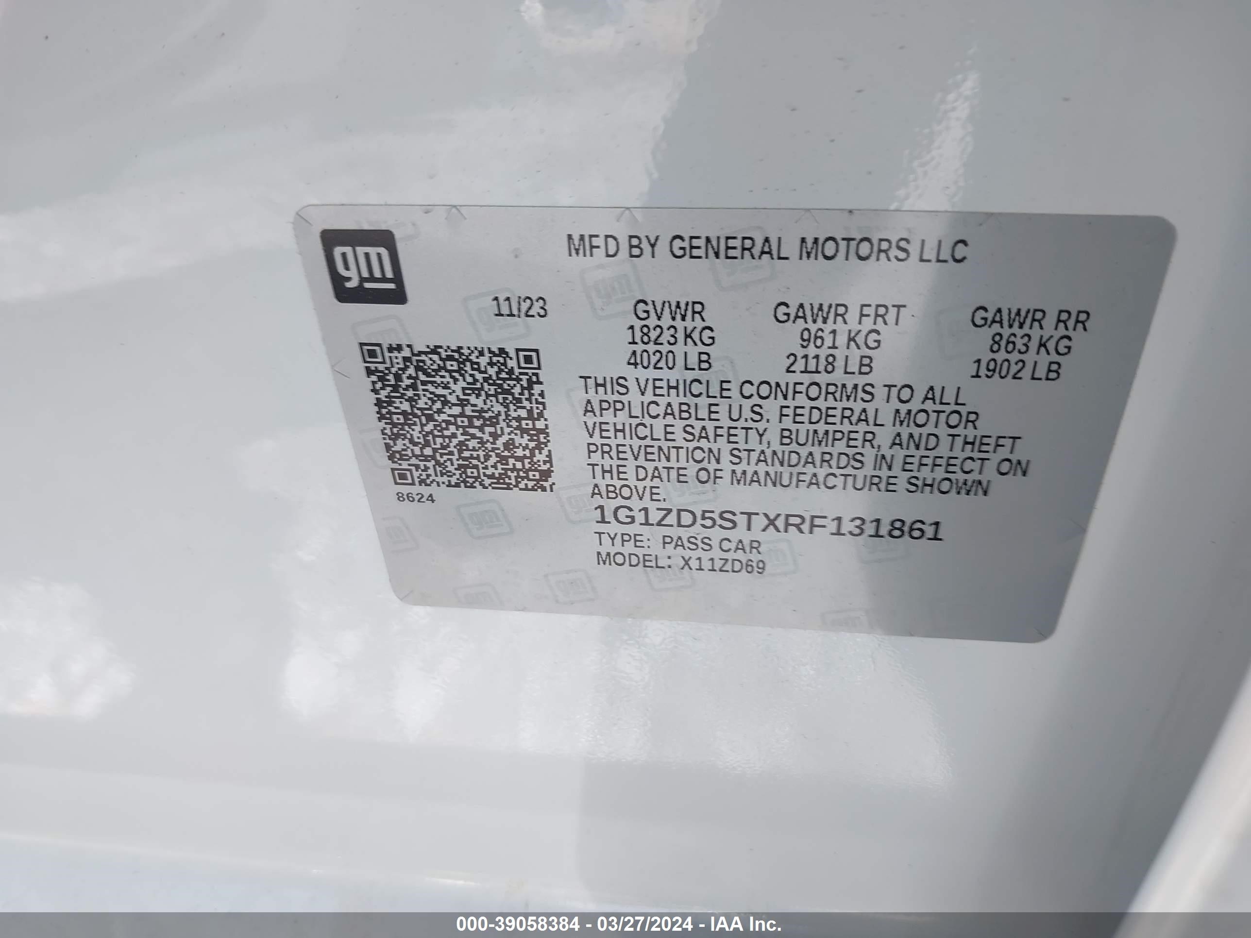 Photo 8 VIN: 1G1ZD5STXRF131861 - CHEVROLET MALIBU 