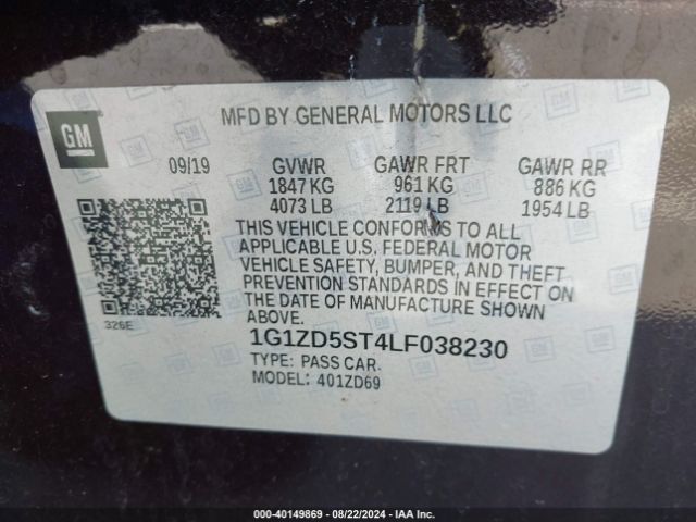 Photo 8 VIN: 1G1ZD6ST4LF038230 - CHEVROLET MALIBU 