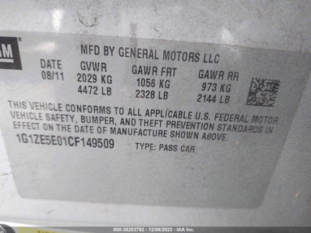 Photo 8 VIN: 1G1ZE5E01CF149509 - CHEVROLET MALIBU 